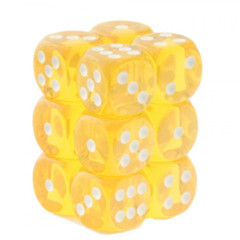 Chessex Dice CHX 23602 Translucent 16mm D6 Yellow w/ White Set of 12